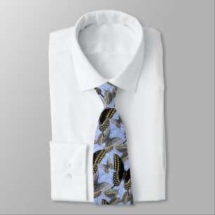 Black Swallowtail Butterfly Swirls Neck Tie