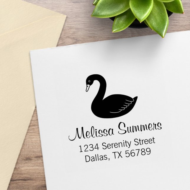 Black Swan Address Rubber Stamp (Creator Uploaded)