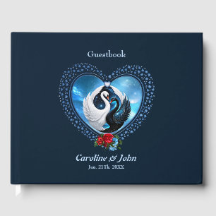 Black swan and a white swan guest book