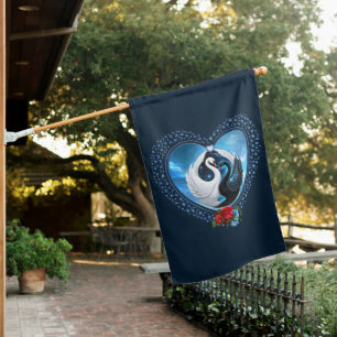 Black swan and a white swan house flag