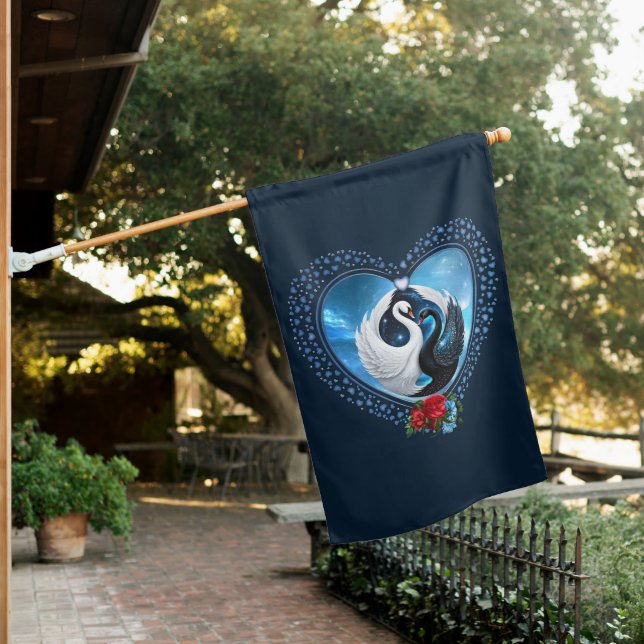 Black swan and a white swan house flag (In SItu)