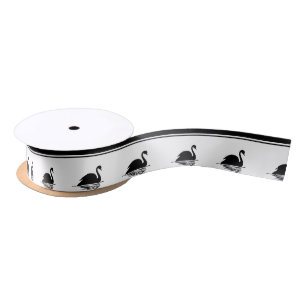 Black Swan and Black Stripes Ribbon