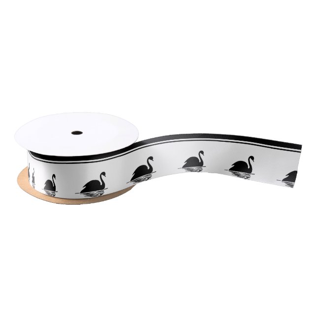 Black Swan and Black Stripes Ribbon (Spool)