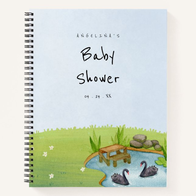 Black Swan Baby Shower Gift List Notebook  (Front)