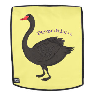 Black swan cartoon illustration backpack