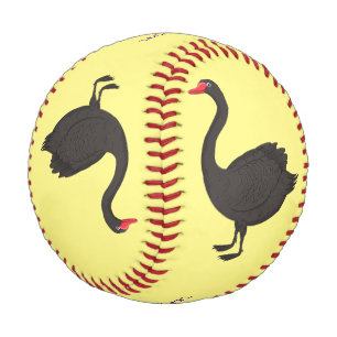 Black swan cartoon illustration baseball