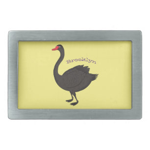Black swan cartoon illustration belt buckle