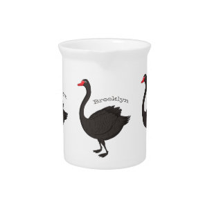 Black swan cartoon illustration  beverage pitcher