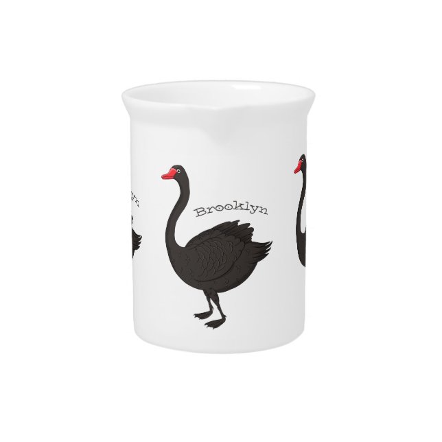 Black swan cartoon illustration  beverage pitcher (Front)
