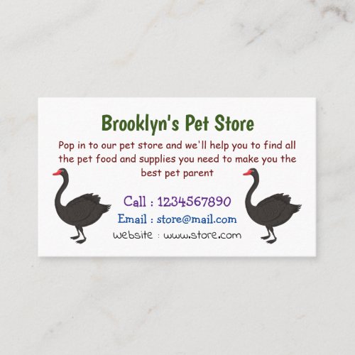 Black swan cartoon illustration  business card