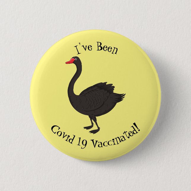 Black swan cartoon illustration  button (Front)