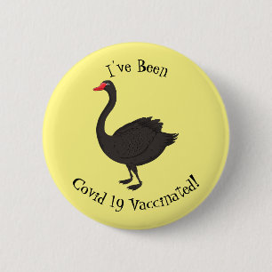 Black swan cartoon illustration  button