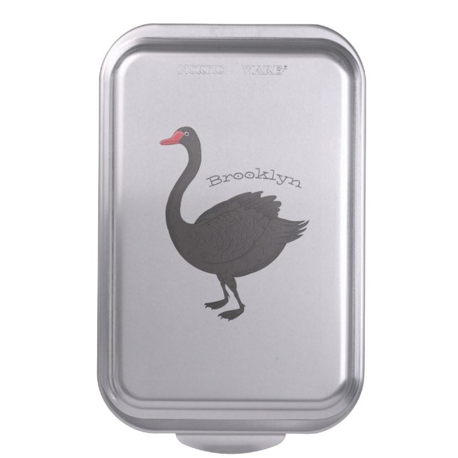 Black swan cartoon illustration  cake pan (Front Vertical)