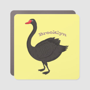 Black swan cartoon illustration car magnet