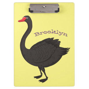 Black swan cartoon illustration clipboard