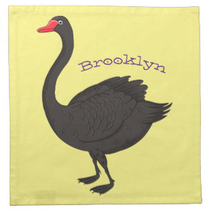 Black swan cartoon illustration cloth napkin