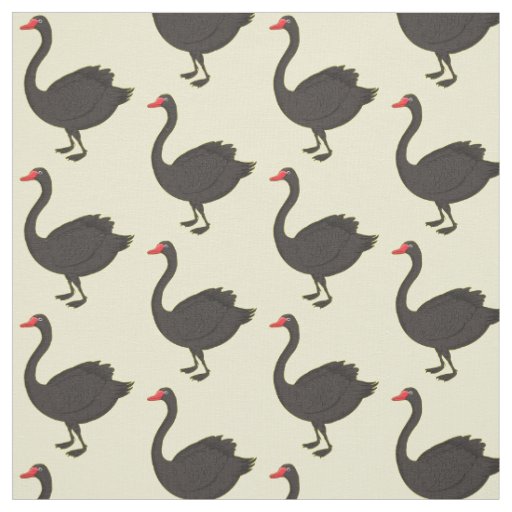 Black swan cartoon illustration  fabric