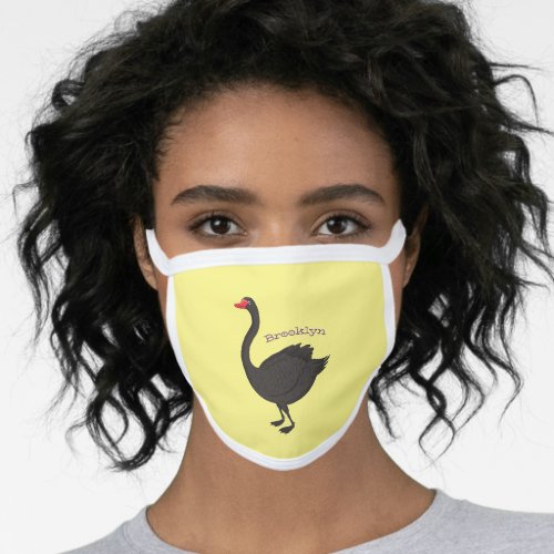 Black swan cartoon illustration face mask