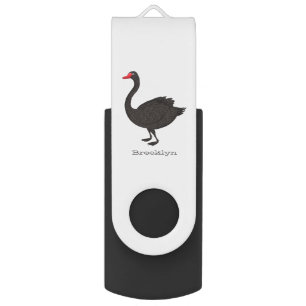 Black swan cartoon illustration  flash drive