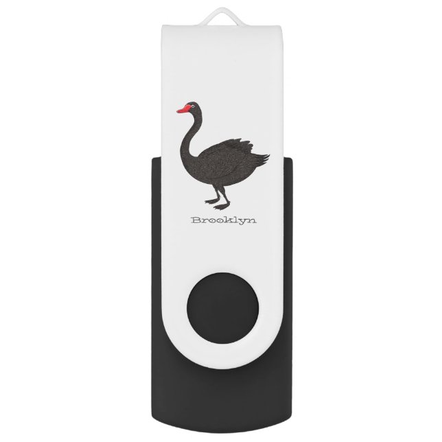 Black swan cartoon illustration  flash drive (Front Vertical)