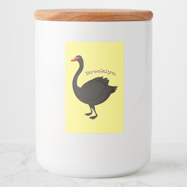 Black swan cartoon illustration  food label (Front)