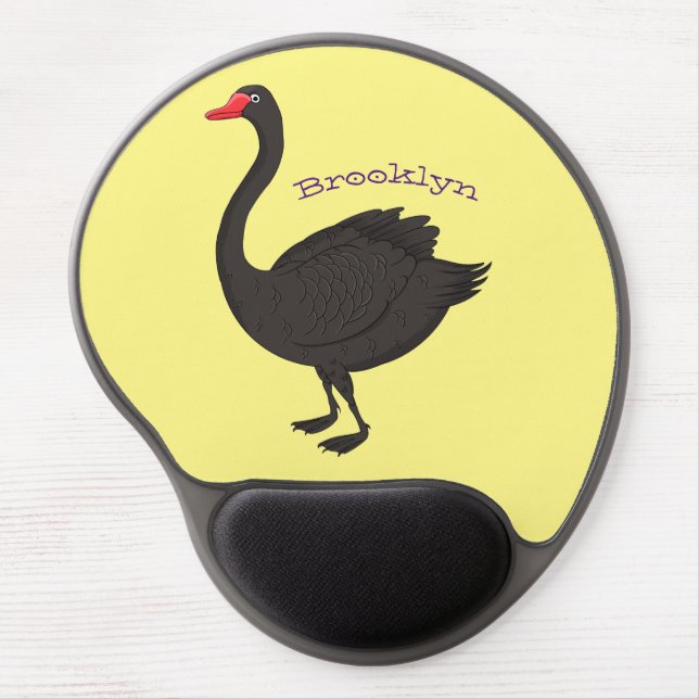 Black swan cartoon illustration gel mouse pad (Front)
