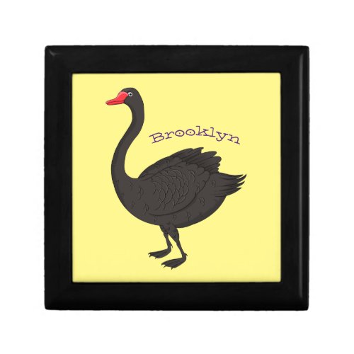 Black swan cartoon illustration  gift box