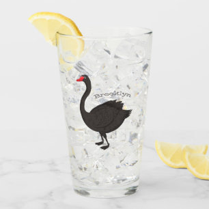 Black swan cartoon illustration glass