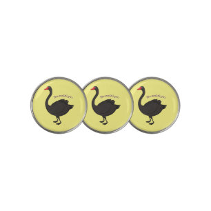 Black swan cartoon illustration golf ball marker