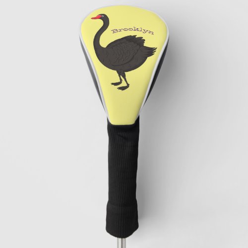 Black swan cartoon illustration golf head cover