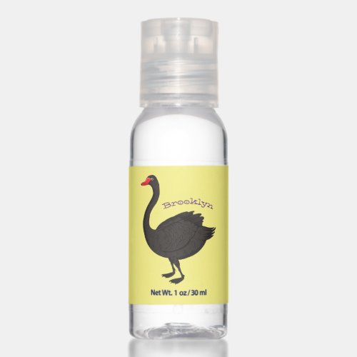 Black swan cartoon illustration hand sanitizer