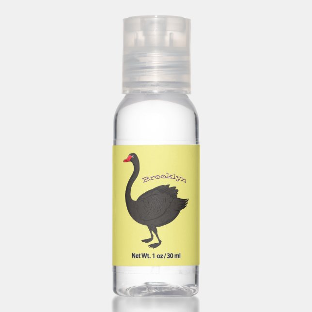 Black swan cartoon illustration hand sanitizer (Front)