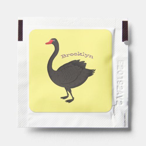 Black swan cartoon illustration  hand sanitizer packet