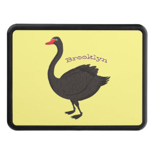 Black swan cartoon illustration hitch cover