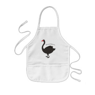 Black swan cartoon illustration kids' apron