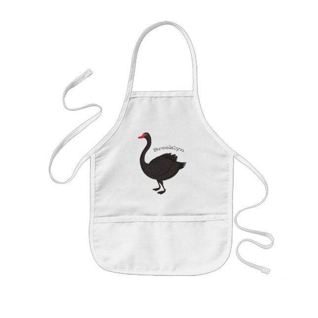 Black swan cartoon illustration kids' apron (Front)