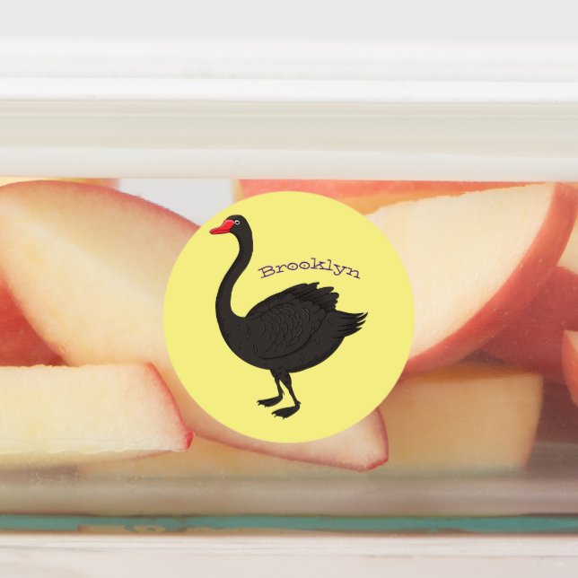 Black swan cartoon illustration labels (Affixed)