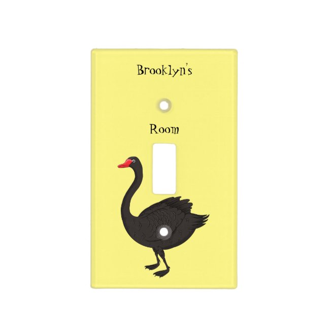Black swan cartoon illustration  light switch cover (Front)
