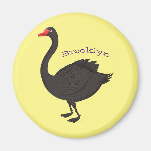 Black swan cartoon illustration magnet