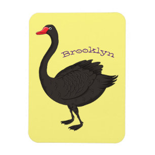 Black swan cartoon illustration magnet
