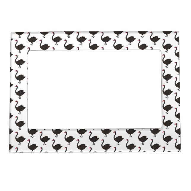 Black swan cartoon illustration magnetic frame (Front)
