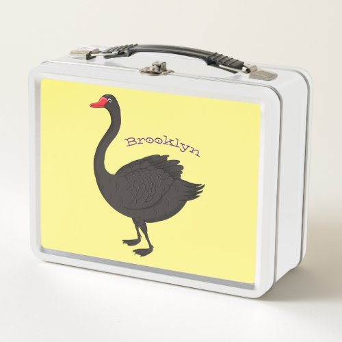Black swan cartoon illustration  metal lunch box