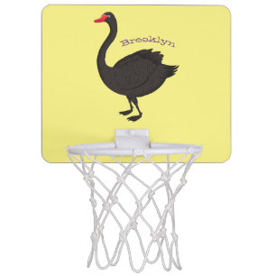 Black swan cartoon illustration  mini basketball hoop
