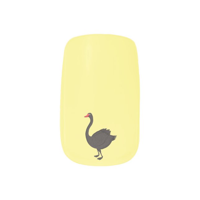 Black swan cartoon illustration  minx nail art (Left Thumb)