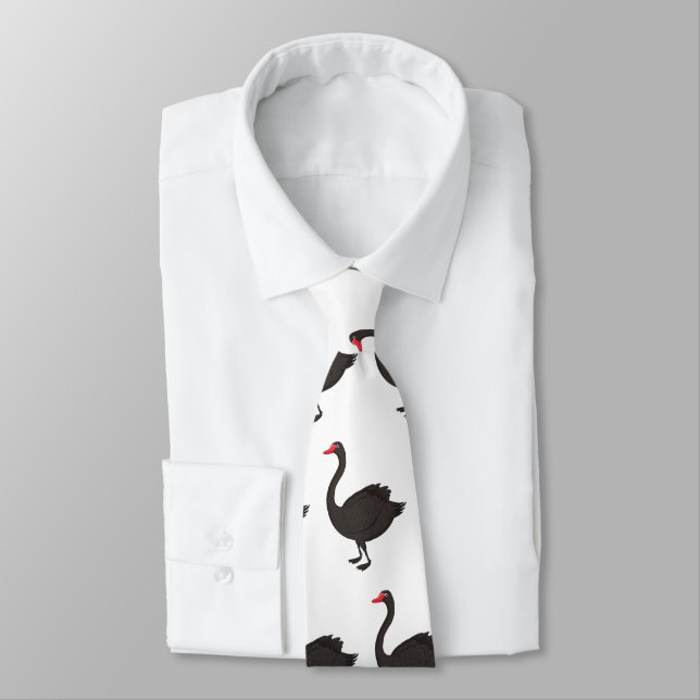 Black swan cartoon illustration  neck tie (Tied)