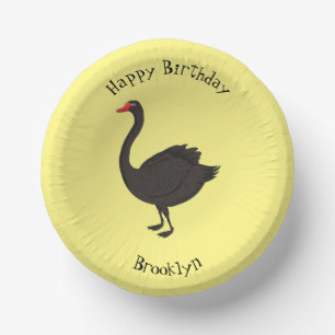 Black swan cartoon illustration paper bowls