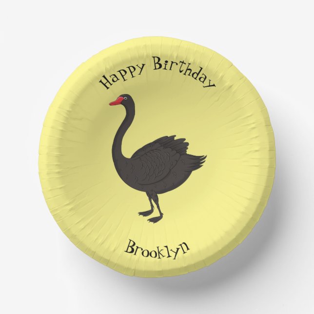 Black swan cartoon illustration  paper bowls (Front)