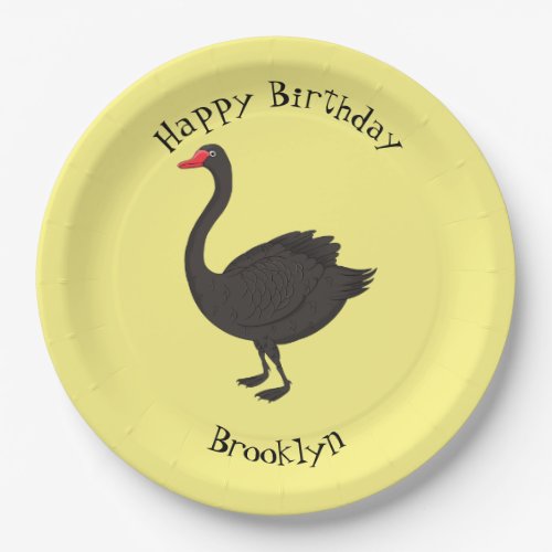 Black swan cartoon illustration  paper plates