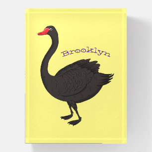 Black swan cartoon illustration paperweight