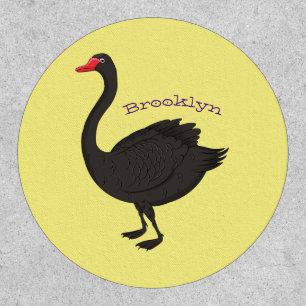Black swan cartoon illustration patch